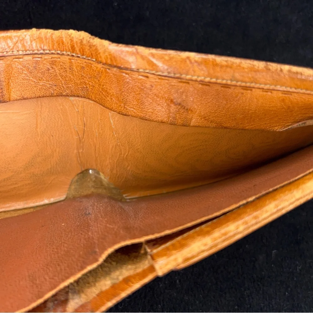 Vintage Justin Tan Brown Leather Wallet Tooled Western Cowboy